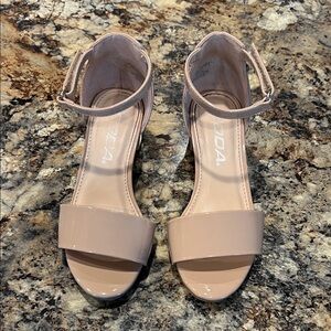 Girls Soda Brand Beige Ankle Strap Heels